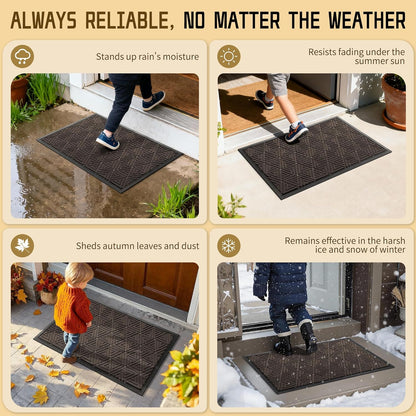 Yimobra Front Door Mat Outside Entrance 29.5x17, Waterproof Heavy Duty Outdoor Mats for Front Door, Non Slip Rubber Entry Mat for Garage Patio Indoor, Grey