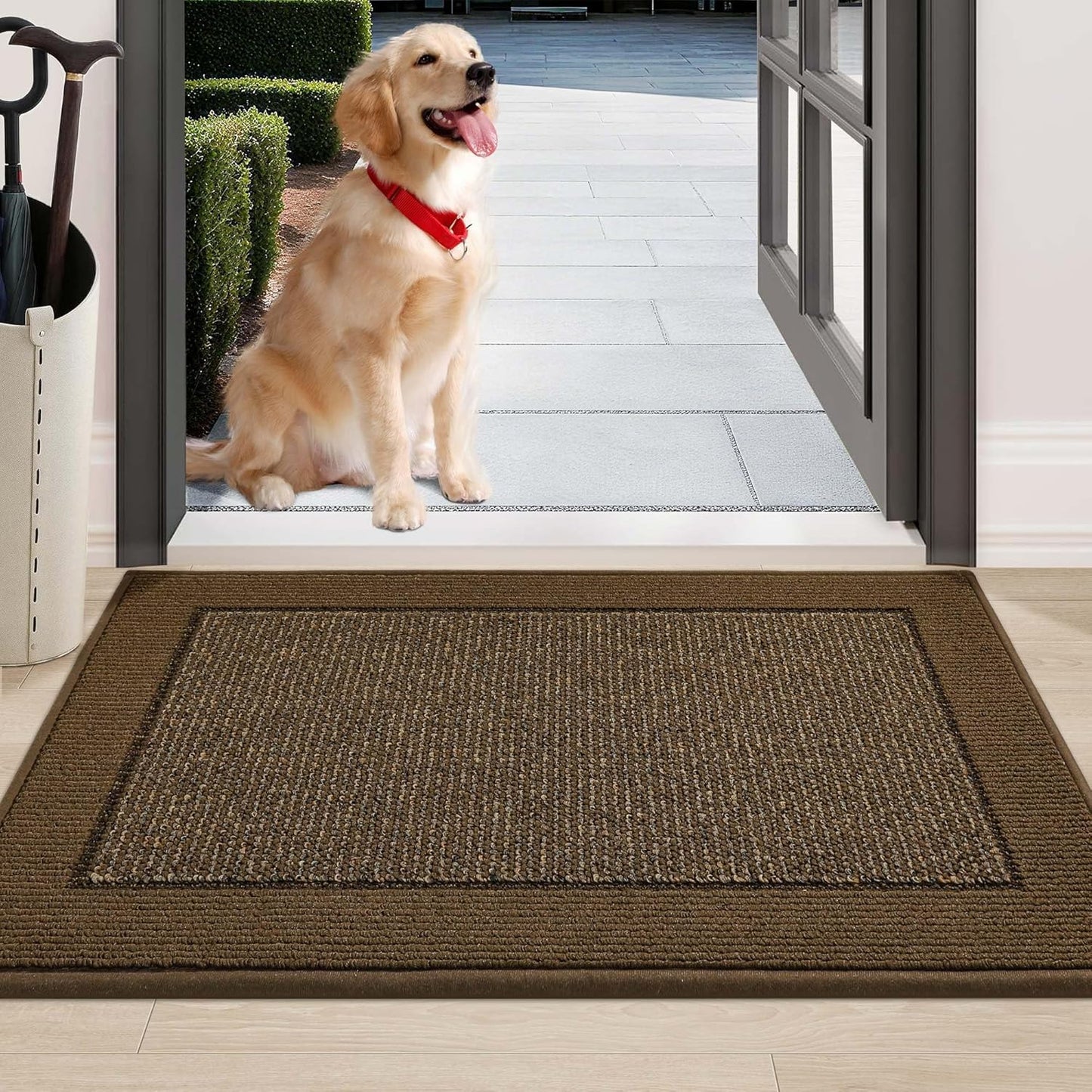BEQHAUSE Indoor Door Mat 20" x 32", Dirt Trapper Door Mats Non-Slip Entryway Rugs Washable, Resist Dirt Absorbent Welcome Mat, Low Profile Floor Mats for Front Back Door and Entryway, Taupe