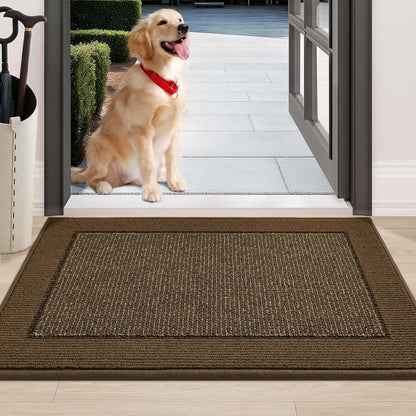 BEQHAUSE Indoor Door Mat 20" x 32", Dirt Trapper Door Mats Non-Slip Entryway Rugs Washable, Resist Dirt Absorbent Welcome Mat, Low Profile Floor Mats for Front Back Door and Entryway, Taupe