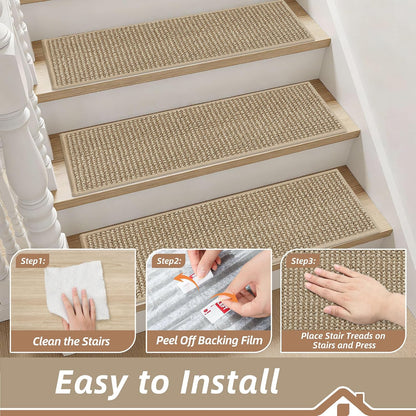 BEQHAUSE Stair Treads for Wooden Steps 28inX9in, Carpet Stair Treads Non Slip Indoor, Machine Washable Stair Runners for Kids Elders and Pets, Carpet for Stair Rugs Mat, TPE Backing, 4pcs, Taupe