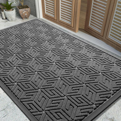Yimobra Doormat Outdoor Entrance 29.5x17, All-Weather Waterproof Outdoor Mats for Front Door, Non Slip Welcome Door Mat for Patio Proch Outside Entryway Indoor, Black
