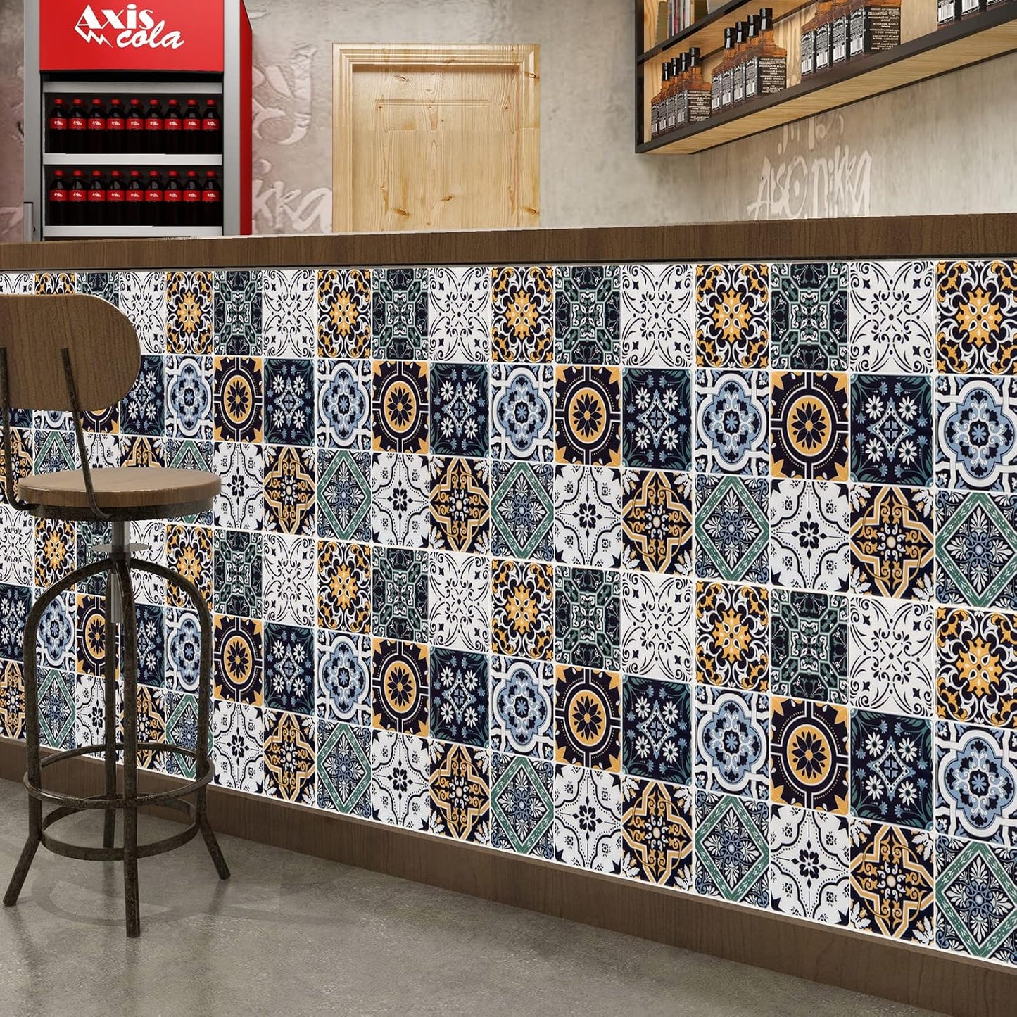 LONGKING Peel and Stick Backsplash Tile Stickers, Colorful Talavera Mexican Tile, Stick on Wall Tiles (10 Sheets)