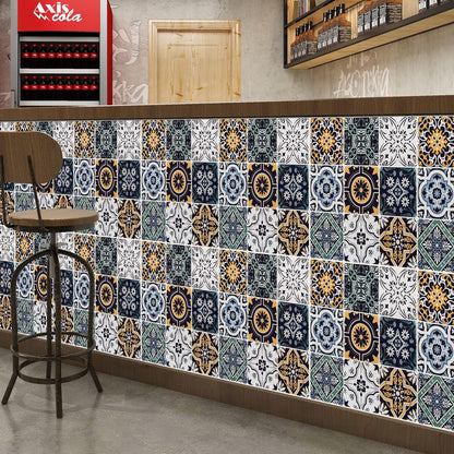 LONGKING Peel and Stick Backsplash Tile Stickers, Colorful Talavera Mexican Tile, Stick on Wall Tiles (10 Sheets)