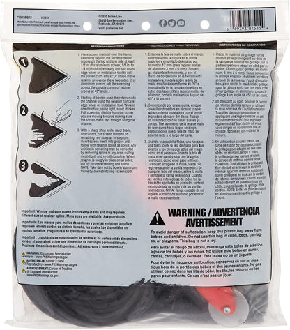 Prime-Line P 7515 Screen Door Repair Kit, 36 In. x 84 In. | Rolling Tool Included, Charcoal Fiberglass Screen Cloth, Black Spline, For Windows or Patio Doors
