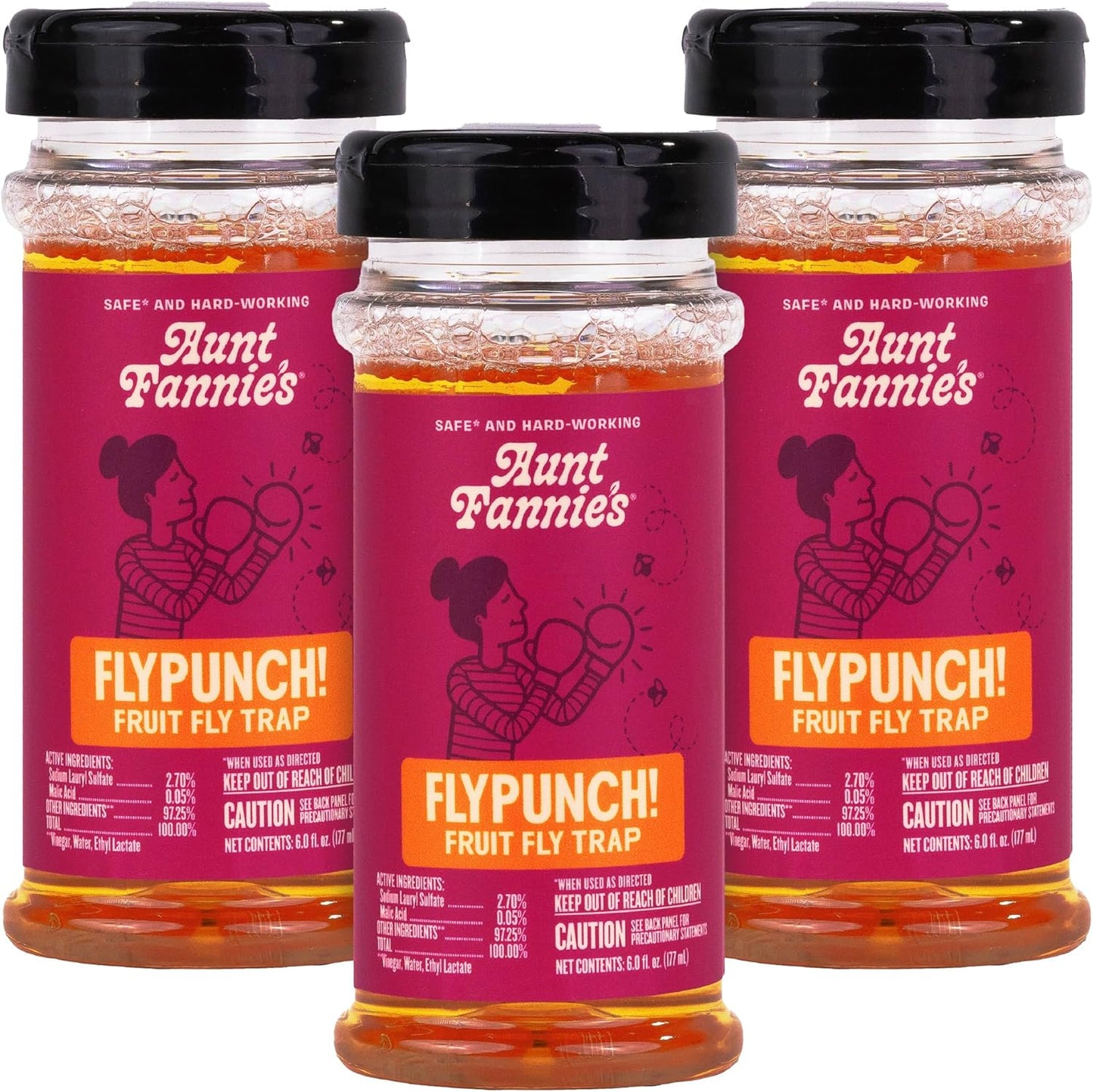 Aunt Fannie's FlyPunch Fruit Fly Trap for Indoor and Kitchen Use, Ready to Use, Made with Plant Based Ingredients, Safe Near Food, Each Bottle Lasts Up to 30 Days, Pack of 1