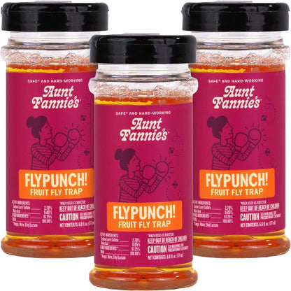 Aunt Fannie's FlyPunch Fruit Fly Trap for Indoor and Kitchen Use, Ready to Use, Made with Plant Based Ingredients, Safe Near Food, Each Bottle Lasts Up to 30 Days, Pack of 1