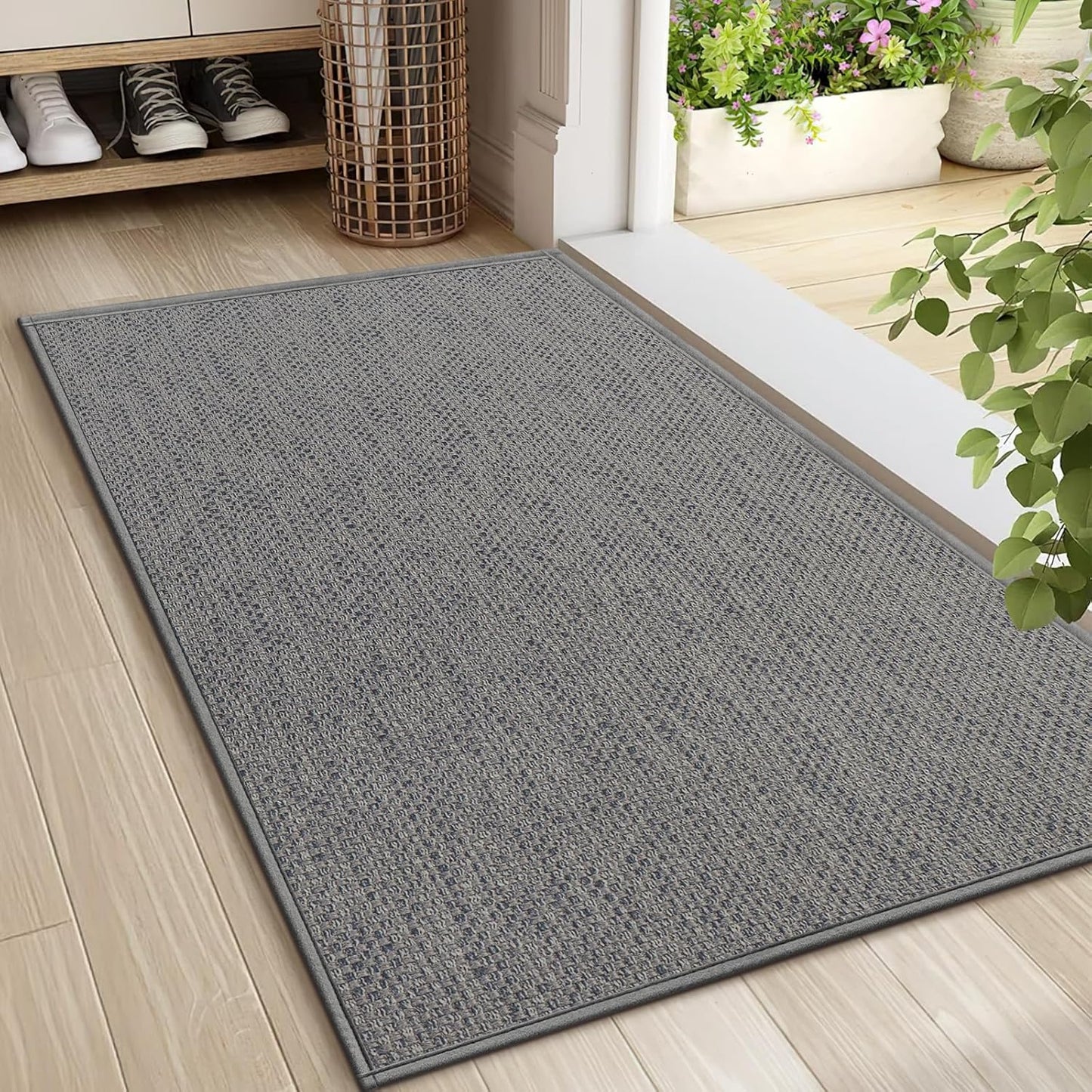 LEKEEPGO Door Mat 17"x29", Non Slip Door Mat Indoor Entrance, Rubber Backing Indoor Door mats Washable Absorbent Low-Profile Doormat Front Entryway Entry Resist Dirt Inside Door Mats, Khaki
