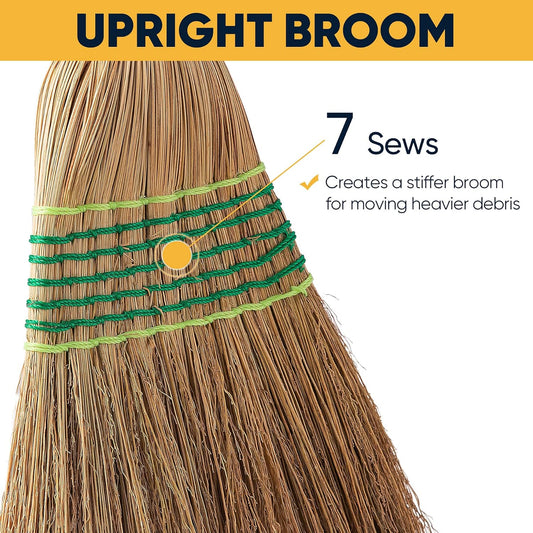 Yocada Heavy-Duty Corn Broom Commercial Indoor Outdoor Broom 59.8 inch Tall for Courtyard Garage Lobby Mall Market Floor Home Office Leaves Stone Dust Rubbish