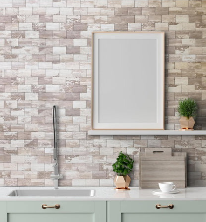 DICOFUN 10-Sheet Polished White Thick PVC Peel and Stick Backsplash, Ceramic Look Subway Tile White Kitchen Backsplash Peel and Stick Wall Tiles