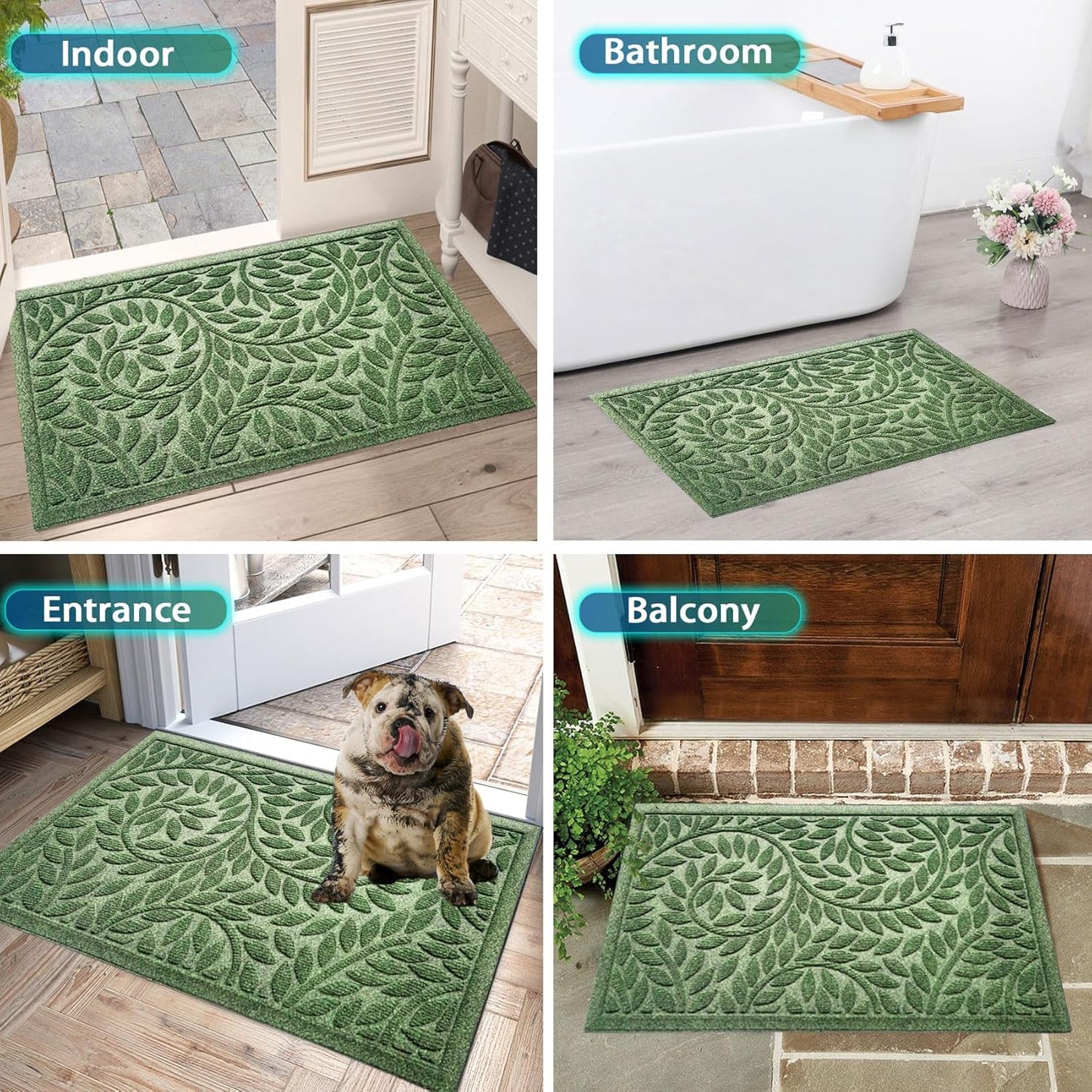 Bulijojo Front Door Mat Entrance,Durable Heavy Duty Welcome Mat,Thick Absorbent Natural Rubber Non Slip Mat,Sturdy Entryway Brown 17"x30"