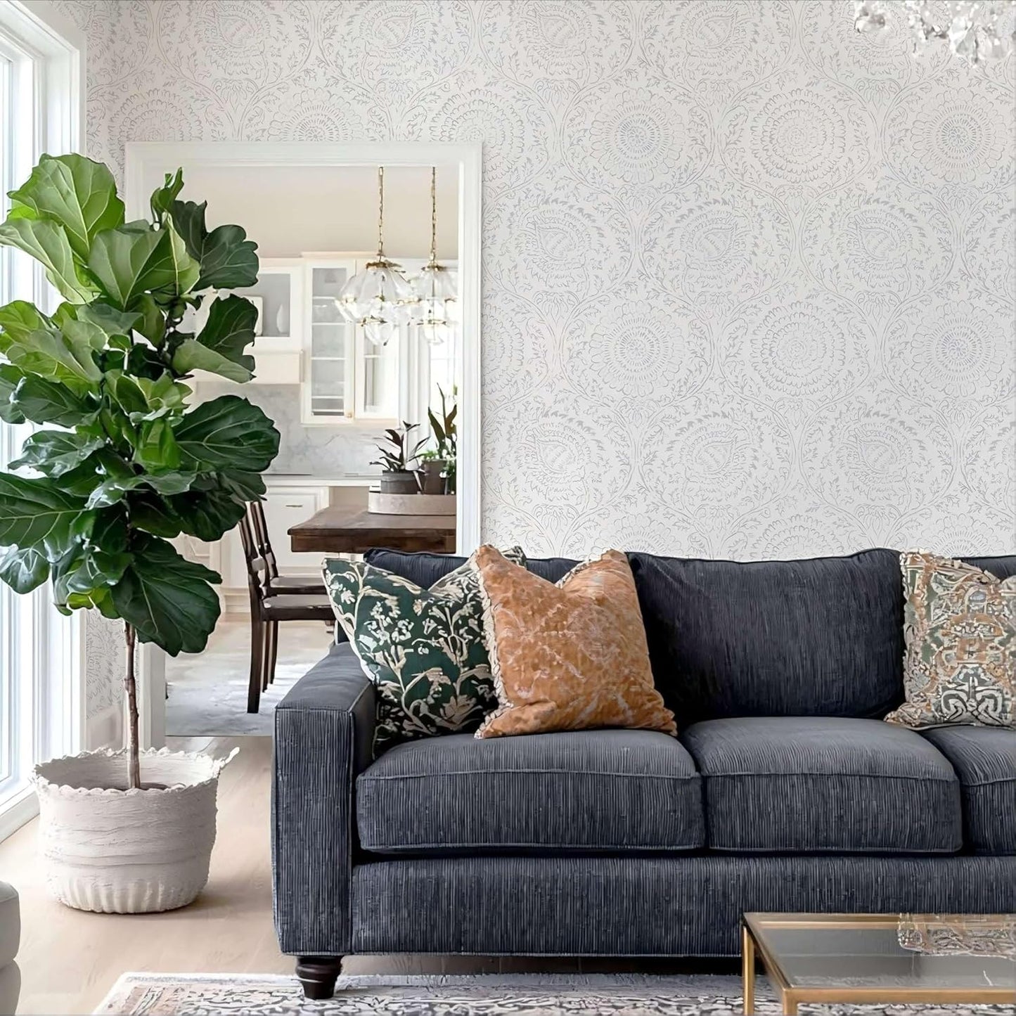 Ismoon Peel and Stick Wallpaper Boho Beige Contact Paper Neutral Floral Wall Paper Textured Self Adhesive Removable Wallpaper for Bedroom Kitchen Renter Friendly Vinyl 17.3" x 78.7"