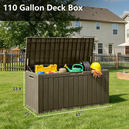 KAMABOKO 31 Gallon Outdoor Storage Box, Resin Deck Boxes Indoor and outdoor, Waterproof Storage Box Lockable Lid for Garden Tools, Package Delivery, Pool Supplies, Patio Cushions, Black