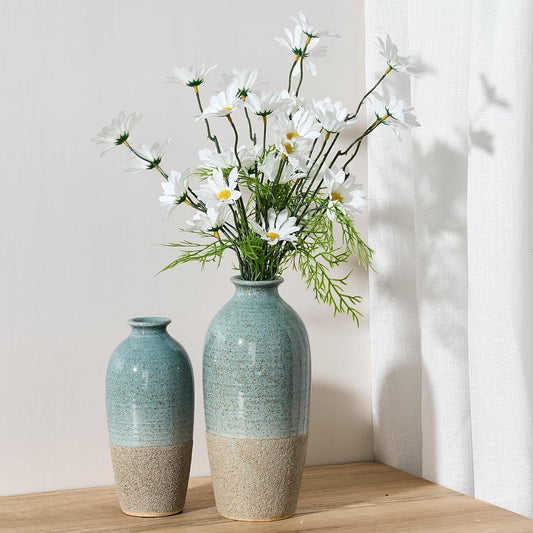 Ceramic Vase Set of 3, Nordic Minimalist Multicolor Vases Home Decor, Rustic Farmhouse Decor Pottery Vases for Bouquet Pampas Grass Dried Fresh Flowers, Living Room, Kitchen, Entryway Mantel, Bedroom
