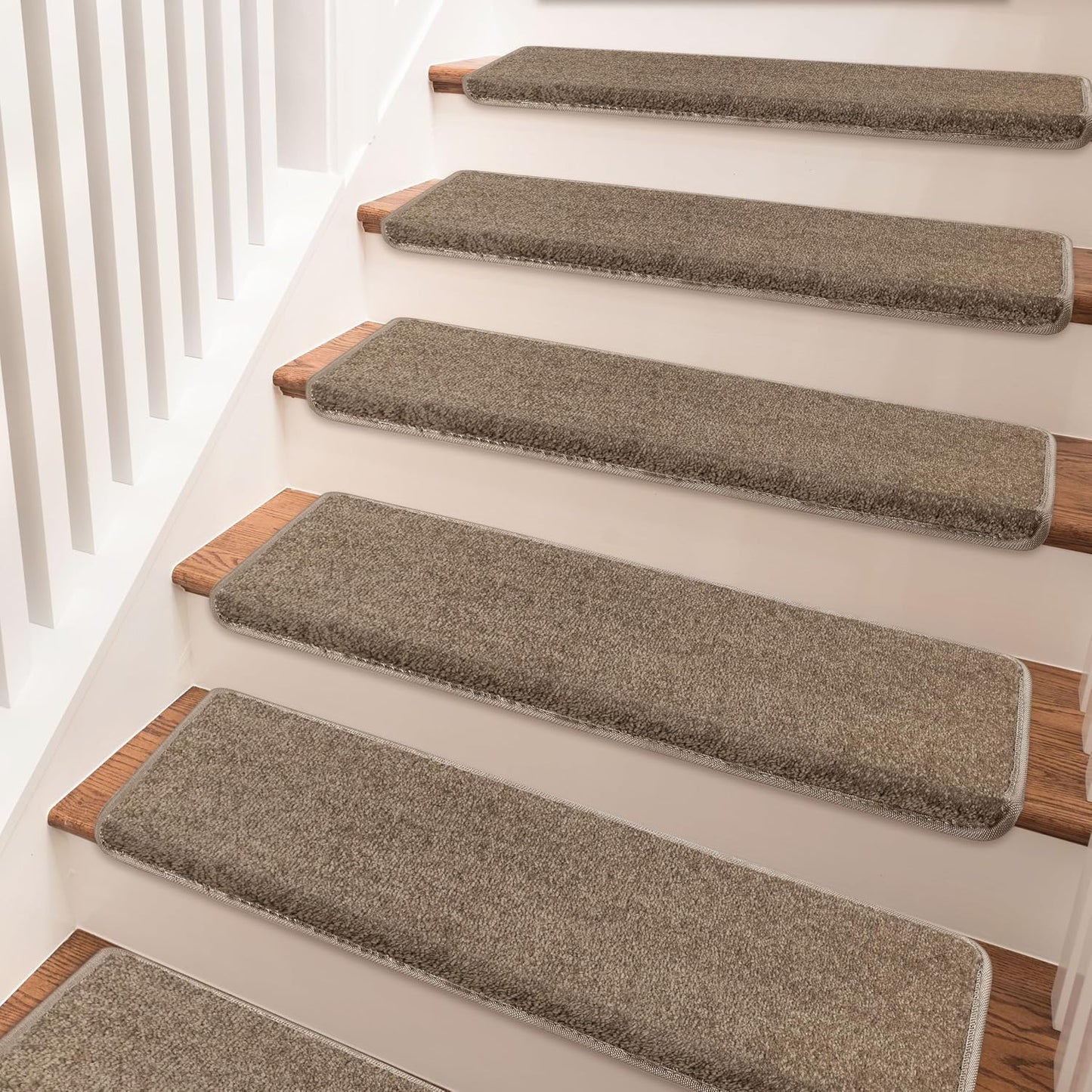 PURE ERA Carpet Stair Treads Tape Free Non Slip Indoor Stair Carpet Stair Protectors Pet-Friendly Non-Slip Skid Resistant Washable Reusable 8" x 30"(2 Pieces,Black)