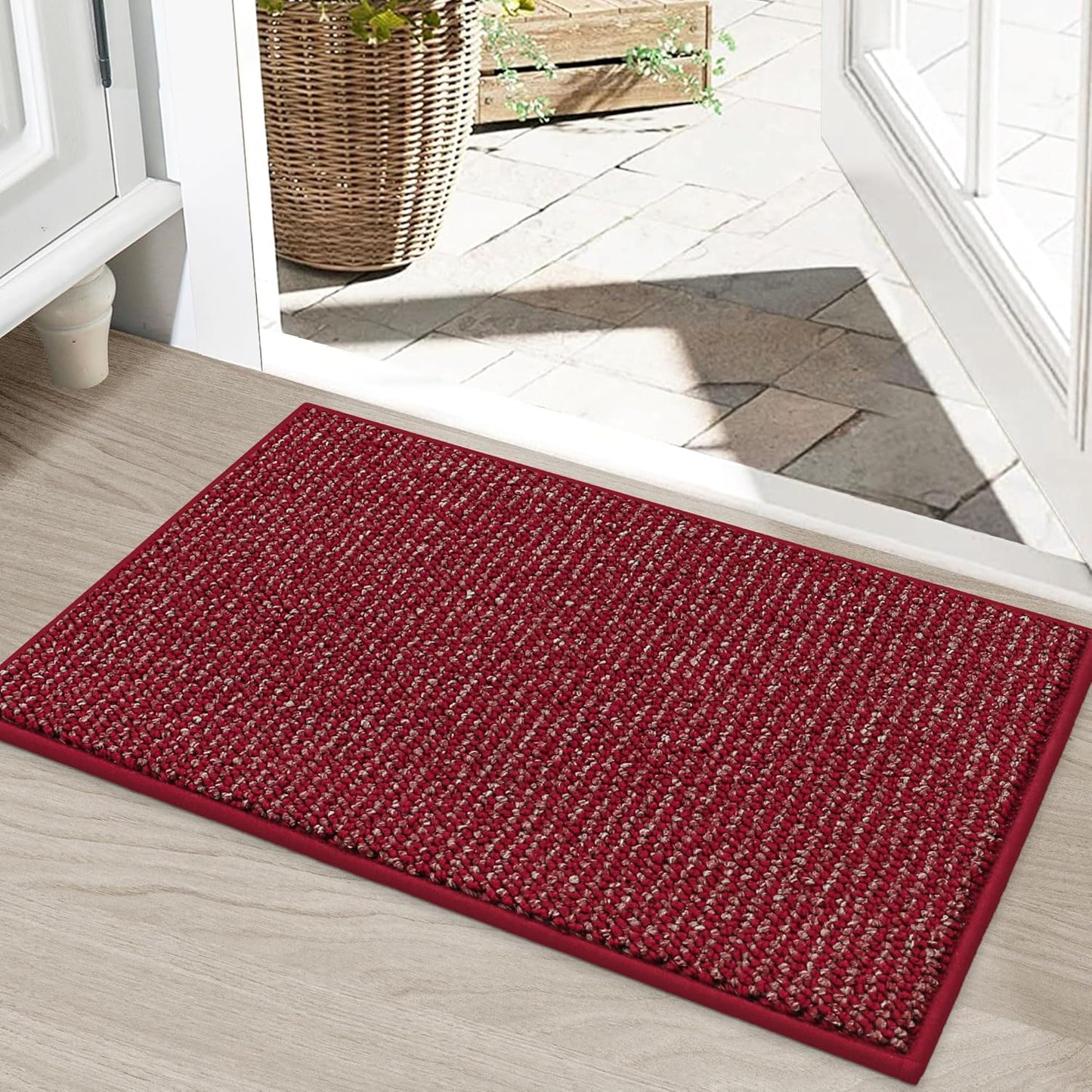 BEQHAUSE Dirt Trapper Door Mat 20" x 32", Non-Slip Washable Doormats Entrance Mat, Dirt Resistant and Absorbent Welcome Mat, Low Profile Floor Mats for Front Back Door and Entryway, Beige