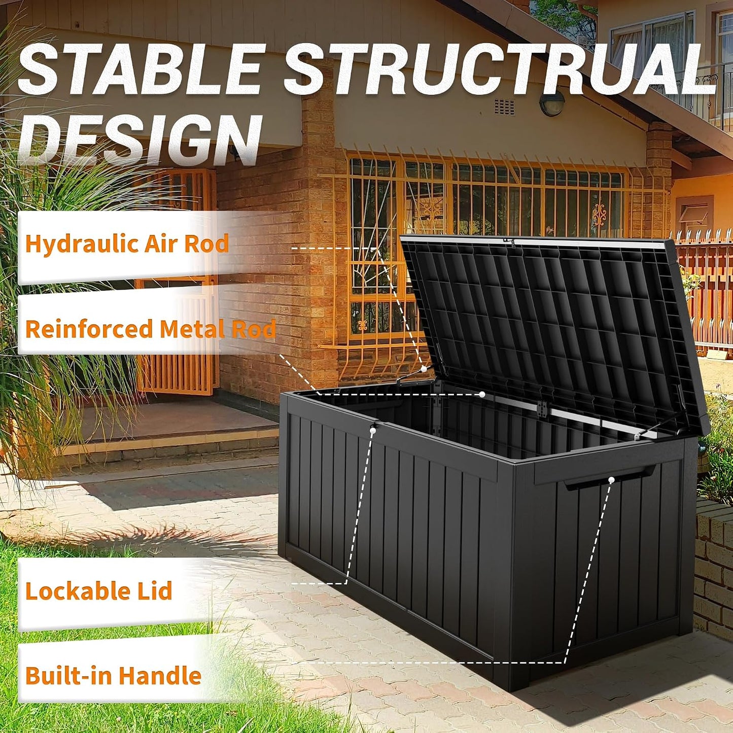 Outdoor Storage Box, 31 Gallon Resin Deck Boxes Outdoor Waterproof For Patio Furniture, Garden Tools, Pool Supplies, Lockable And UV Resistant (Rattan Gray)