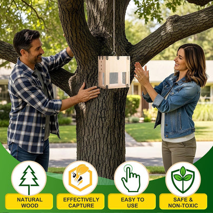 1 Pack Extra Large Carpenter Bee Trap for Outside, 2 in 1 Catch & Release Wood Bee Traps Outdoor Hanging, Timber-Fixed Expanded External Containment, Defender Trap for Bees Collection