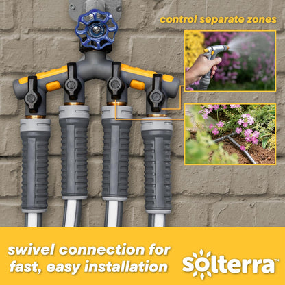 Solterra Garden Hose Manifold with Shut-offs