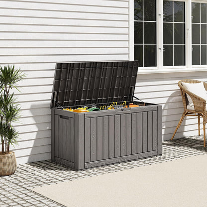 Outdoor Storage Deck Boxes Waterproof, Waterproof and UV Resistant Outdoor Storage Box Lockable Lid for Delivery Box, Indoor, Garden Tools, Pool Supplies, Patio (Black, 31 Gallon)