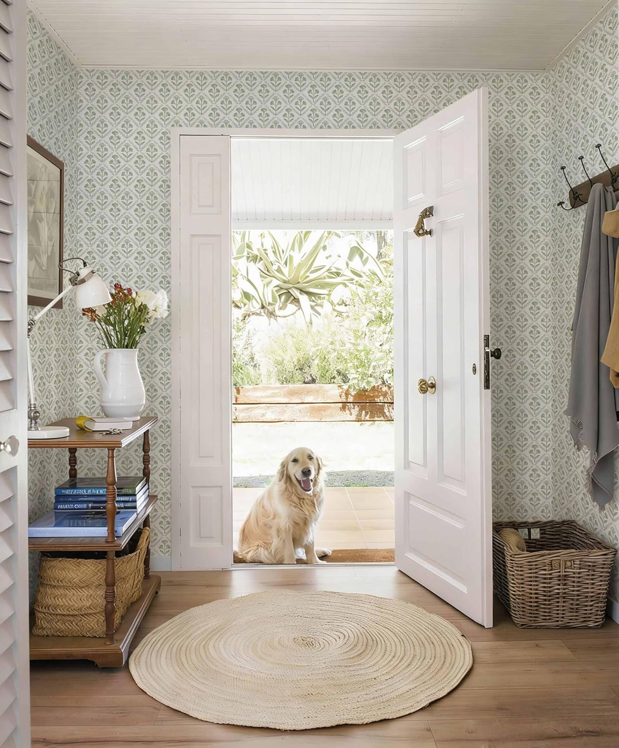 Dimoon 17.3''x78.7'' Peel and Stick Wallpaper Floral Cute Contact Paper Vintage Village Country Cottage Wallpaper Farmhouse Yellow Beige Renter Friendly Geometry Waterproof Embossed Kitchen Bedroom
