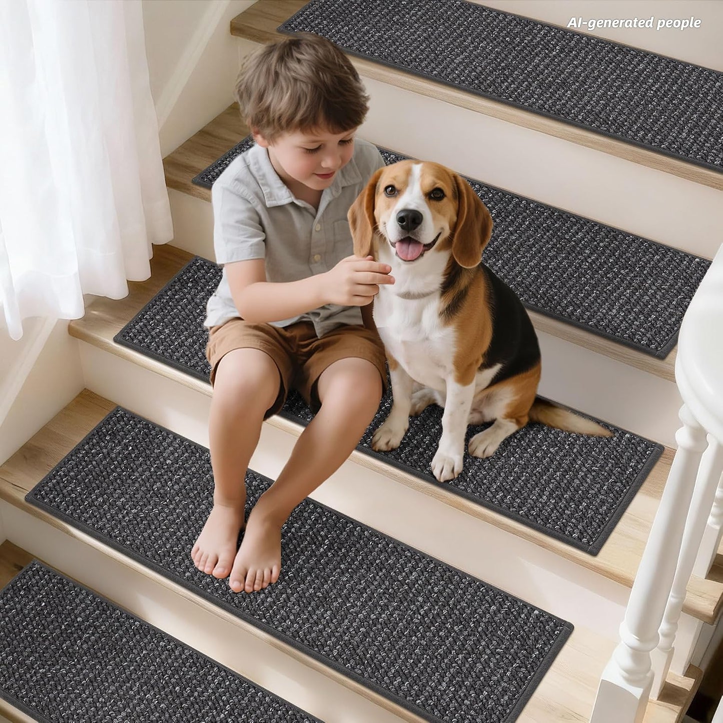 BEQHAUSE Stair Treads for Wooden Steps 28inX9in, Carpet Stair Treads Non Slip Indoor, Machine Washable Stair Runners for Kids Elders and Pets, Carpet for Stair Rugs Mat, TPE Backing, 4pcs, Taupe