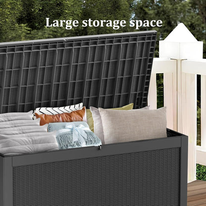 270 Gallon Lockable Resin Outdoor Storage Box, Waterproof & Weather Resistant Deck Box for Patio Cushion, Garden Tools & Pool Accessories, Black