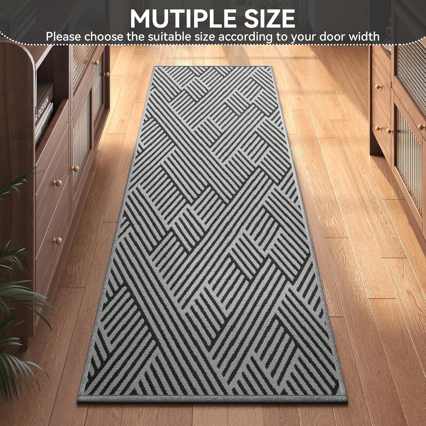 Door Mat Indoor Outside Entrance 17"x30", Low-Profile Non Slip Outdoor Inside Doormat Entryway Mat, Dirt Resistant Absorbent Front Porch Welcome Entry Mats, Washable Easy Clean, Brown