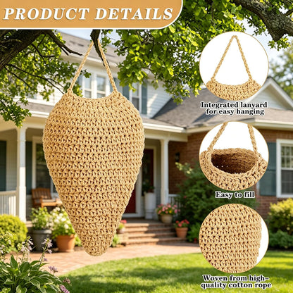 3 Pack Large Crochet Wasp Nest Decoy Handmade Fake Wasp Nest Decoy | Faux Wasp Nest Deterrent for Outdoor Hanging for Wasps Hornets, Hornets Nest Decoy for Patio and Eaves, Beige