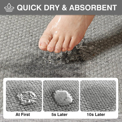 YDKGL Bathroom Rugs Non Slip, Super Absorbent Quick Dry Bath Mats for Bathroom, Foam Weave Texture Thin Bath Rugs Washable with Rubber Backing Fit Under Door Outside Shower,16" x 24“