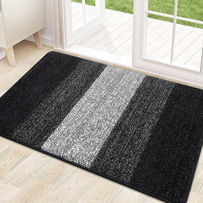 Kitinjoy Indoor Outdoor Door Mat, 32x20 Non-Slip Absorbent Dirt Trapper, Low-Profile Washable Inside Entrance Front Floor Mat, Sturdy Soft Entry Doormats for Entryway, Grey