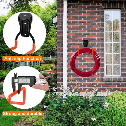 PeoMev 2pcs Heavy Duty Hose Hanger Garden Hose Storage Black Water Hose Holders for Outside Wall Mount Garden Hose Reel Hose Stand