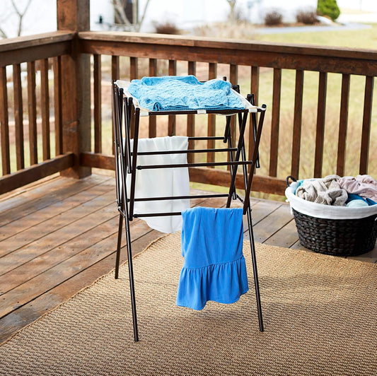 Household Essentials Clothes Drying Rack, Foldable, Expandable and Collapsible Laundry Drying Rack, Silver