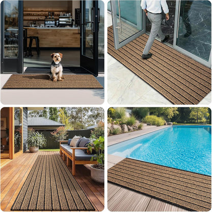 Outdoor Front Door Mat 32" x 48", Dirt Trapping Outside Entrance Rug, Non Slip Shoe Scraper, Heavy Duty Commercial Rug for Patio, Garage, Traffic Area, Office, Roll Packing