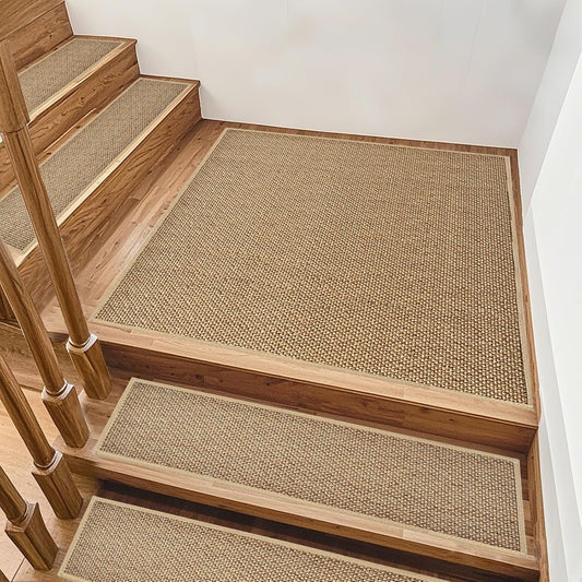 Stair Treads Non Slip, Rubber Backing Stair Treads for Wooden Steps, 15 PCS Thicken Linen Carpet Stair Runners Indoor for Kids Elders and Pets, No Residue Stair Carpet Treads, 8"x30", Beige