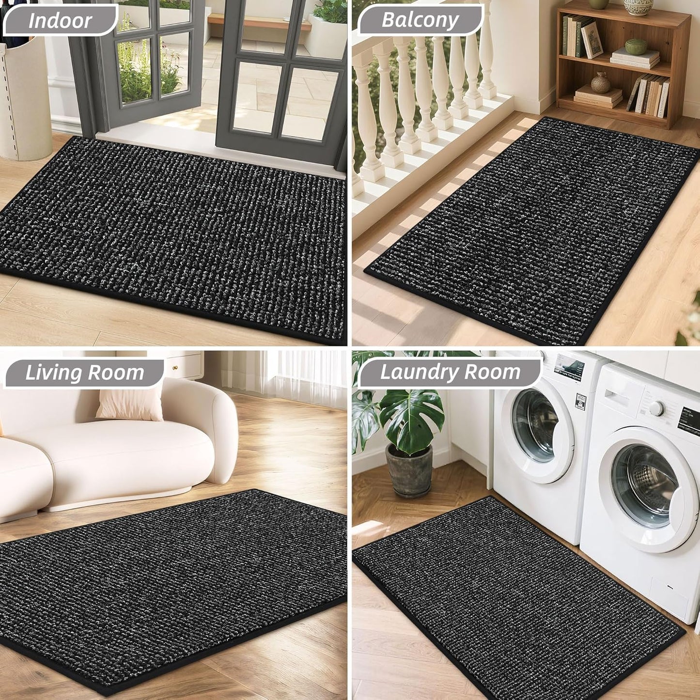 BEQHAUSE Dirt Trapper Door Mat 20" x 32", Non-Slip Washable Doormats Entrance Mat, Dirt Resistant and Absorbent Welcome Mat, Low Profile Floor Mats for Front Back Door and Entryway, Beige