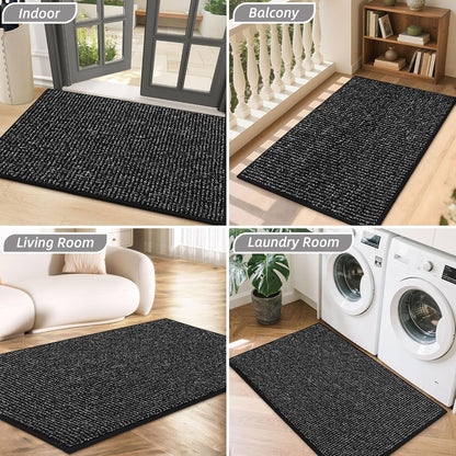 BEQHAUSE Dirt Trapper Door Mat 20" x 32", Non-Slip Washable Doormats Entrance Mat, Dirt Resistant and Absorbent Welcome Mat, Low Profile Floor Mats for Front Back Door and Entryway, Beige