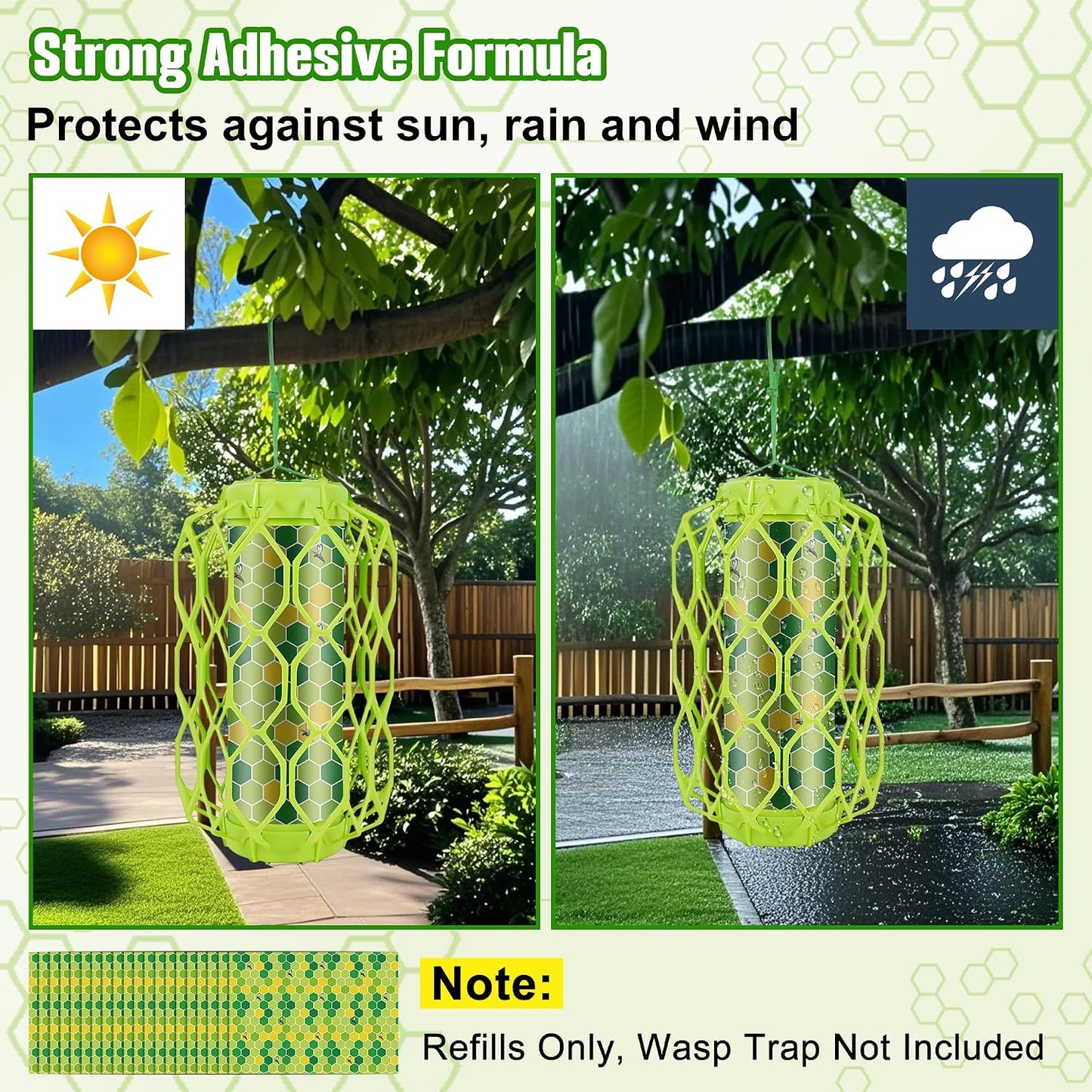 Qualirey 20 Pack Wasp Trap Refills, 12 x 8.6 inch Yellow Jacket Traps Refill Fits Most Wasp Sticky Traps, Super Sticky Wasps Trap Replacement Pads for Mud Dauber Carpenter Bee Hornet Flying Insects