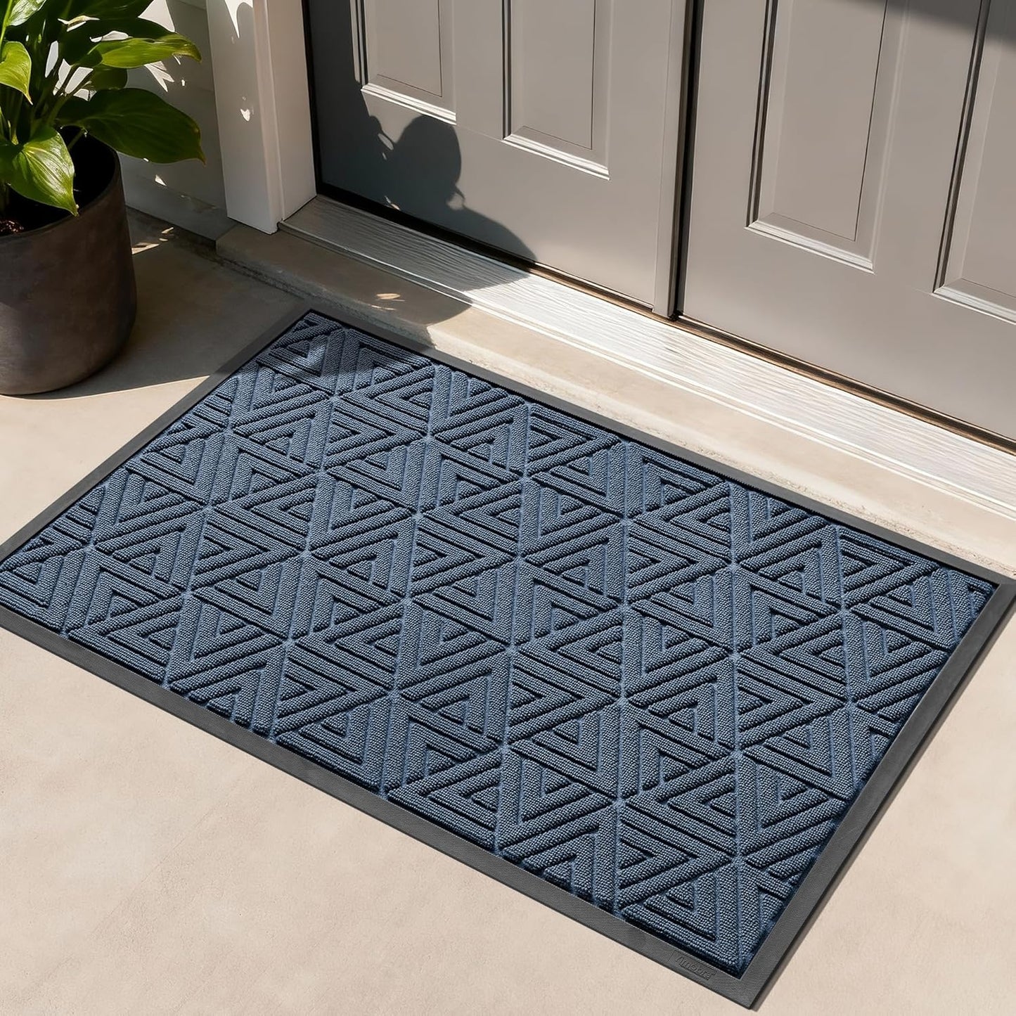 Yimobra Front Door Mat Outside Entrance 29.5x17, Waterproof Heavy Duty Outdoor Mats for Front Door, Non Slip Rubber Entry Mat for Garage Patio Indoor, Grey