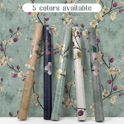 SOON AFTER 17.5”x120” Floral Peel and Stick Wallpaper Flower Tree Contact Paper Self Adhesive Removable Modern Sage Green Wall Paper Decorative Wall Covering Countertop Vinyl Film Roll