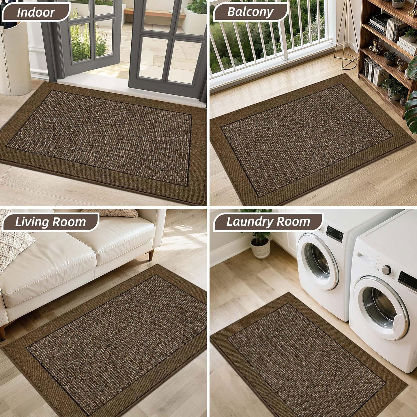 BEQHAUSE Indoor Door Mat 20" x 32", Dirt Trapper Door Mats Non-Slip Entryway Rugs Washable, Resist Dirt Absorbent Welcome Mat, Low Profile Floor Mats for Front Back Door and Entryway, Taupe