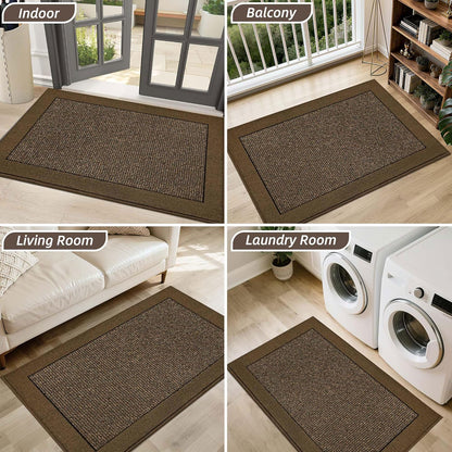 BEQHAUSE Indoor Door Mat 20" x 32", Dirt Trapper Door Mats Non-Slip Entryway Rugs Washable, Resist Dirt Absorbent Welcome Mat, Low Profile Floor Mats for Front Back Door and Entryway, Taupe
