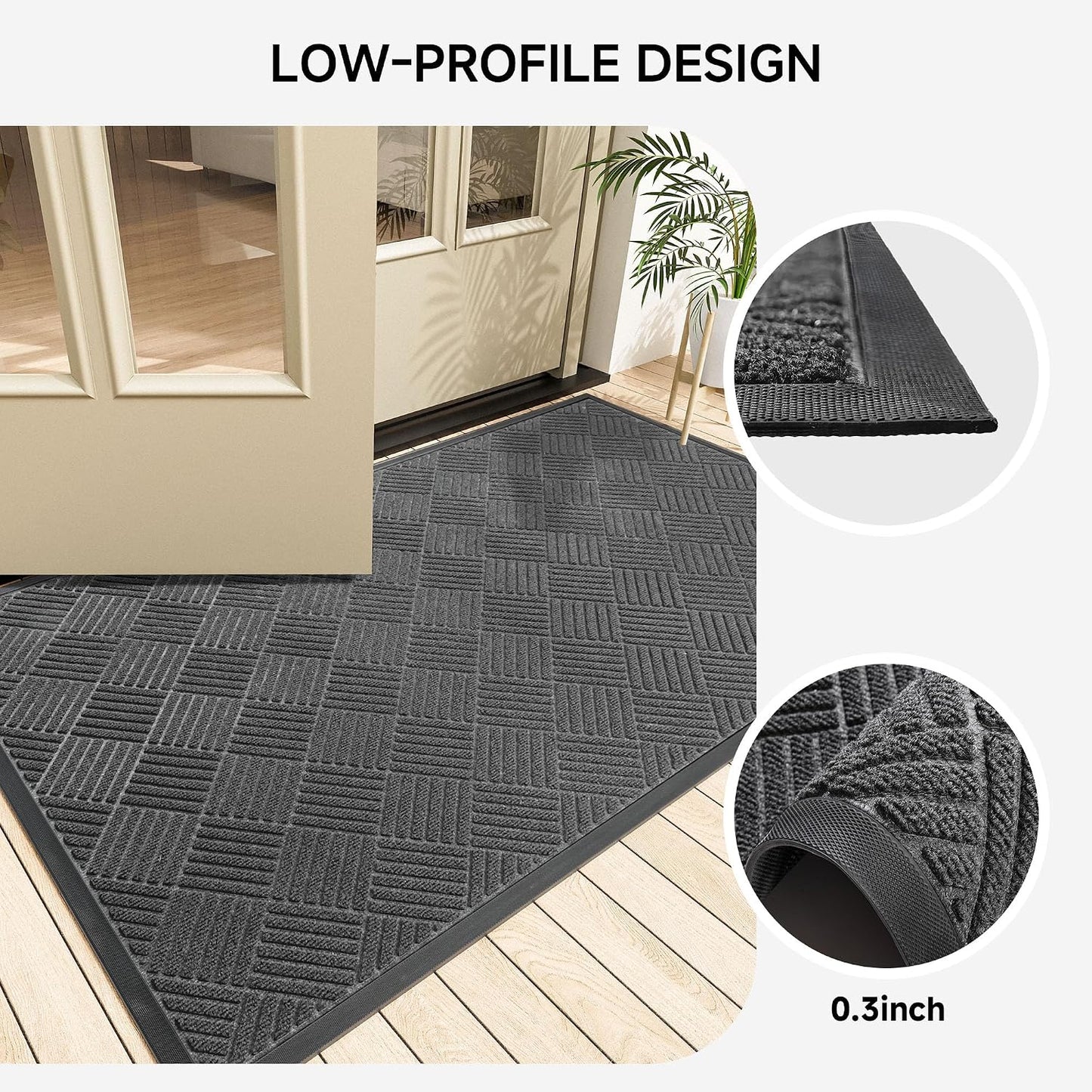 100pointONE Durable Front Door Mat, Heavy Duty Indoor Outdoor Doormat, 48” x 36” Low Profile Outdoor Mats for Home Entrance, Stain and Fade Resistant Shoe Scraper Mat, Ideal for High Traffic Area