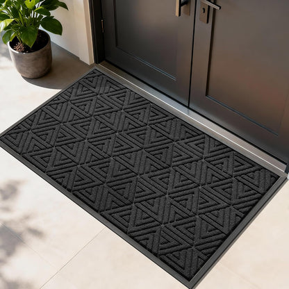 Yimobra Front Door Mat Outside Entrance 29.5x17, Waterproof Heavy Duty Outdoor Mats for Front Door, Non Slip Rubber Entry Mat for Garage Patio Indoor, Grey