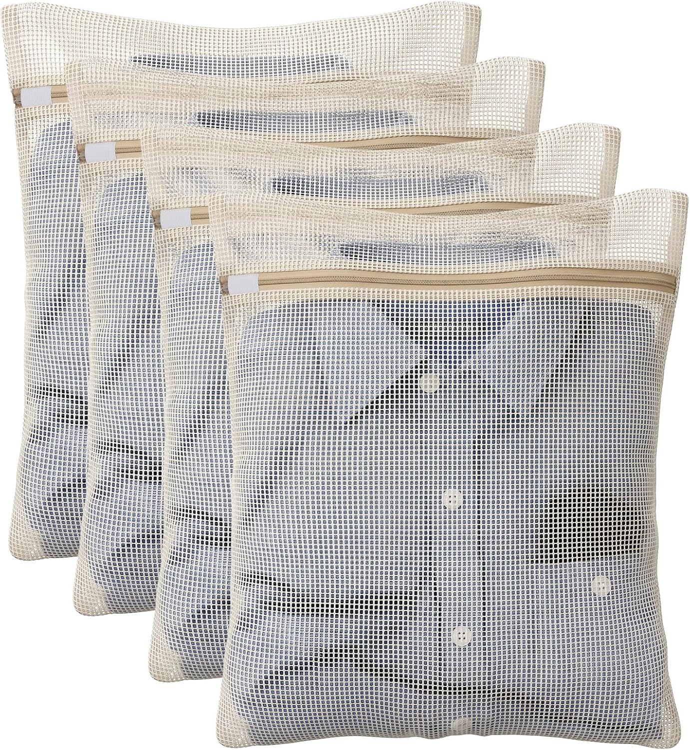 4PCS Mesh Laundry Bags for Delicates, Laundry Bags Mesh Wash Bag | 12x16 Inch Medium Cotton Bra Washing Protector Wash Bag with Sturdy Zipper for Bras, Lingerie, Socks, Clothes