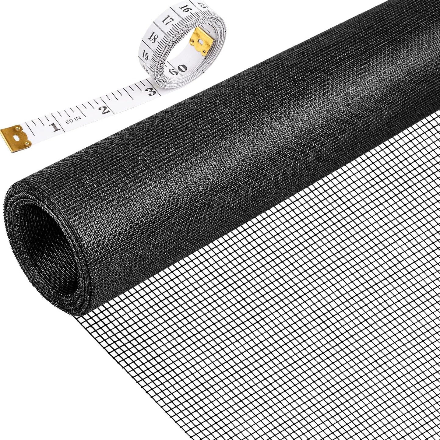 48"X236" Window Screen Replacement Kit, 6 in 1 Window Screen Door Repair Kit, Replacement Window Screens, Fiberglass Patio Screen Mesh for Porch Sliding Door, Rolling Tool Hook Spline Cutter Ruler