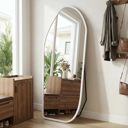 Suidia Full Length Mirror, Oversized Floor Mirror with Solid Wood Frame, Large Standing Mirror for Bedroom Living Room, Wood Art Style, Dark Walnut, 74" L x 32" W