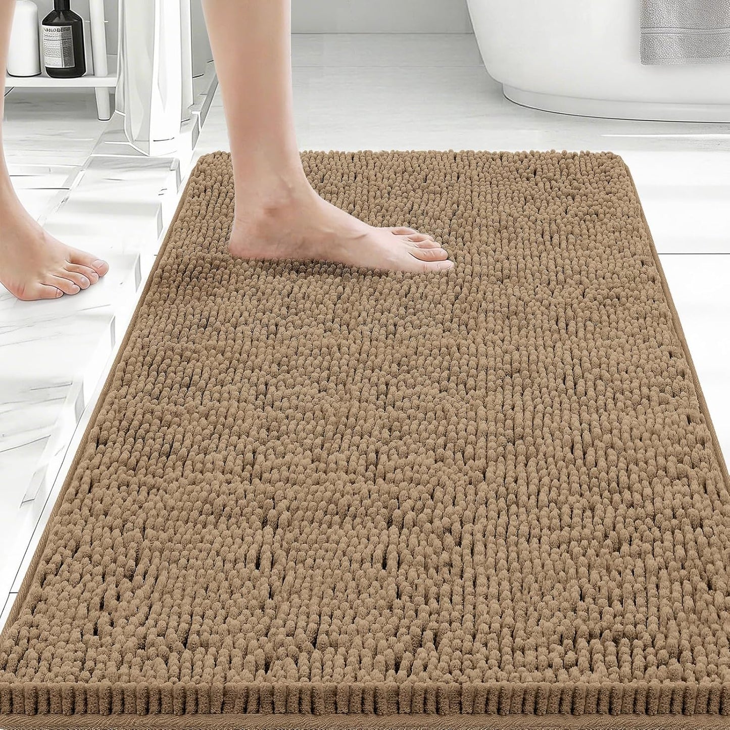 Bcoimo Bathroom Rugs 24x17, Bath Mats for Bathroom Non Slip with Rubber Backing,High Absorbent Microfiber Bath Rugs Quick Drying, Machine Washable, Durable Decor