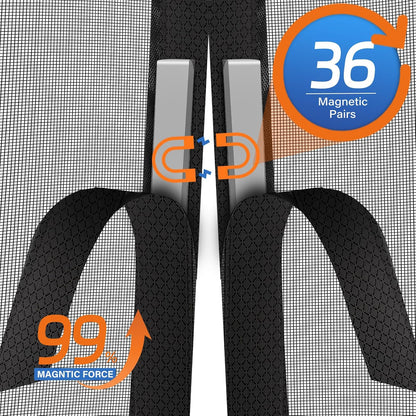Upgraded PET Mesh Magnetic Screen Door Stronger Than Fiberglass and Polyester,Hands Free,Keep Bugs Out,Pet & Kid Friendly,Suitable for Sliding Doors,Patio and French Doors-72" X 80"