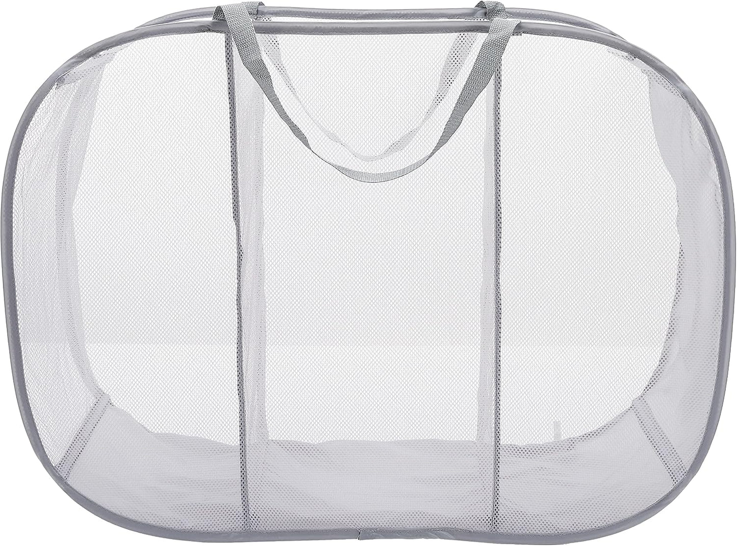 Whitmor Mesh Popup Laundry Hamper 3 Compartment Sortable Horizontal Collapsible Laundry Basket for Clothes Laundry Room Bedroom