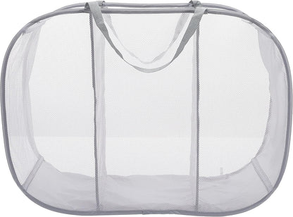 Whitmor Mesh Popup Laundry Hamper 3 Compartment Sortable Horizontal Collapsible Laundry Basket for Clothes Laundry Room Bedroom